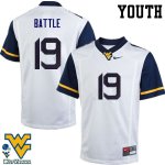 Youth West Virginia Mountaineers NCAA #19 Elijah Battle White Authentic Nike Stitched College Football Jersey QG15X63IO